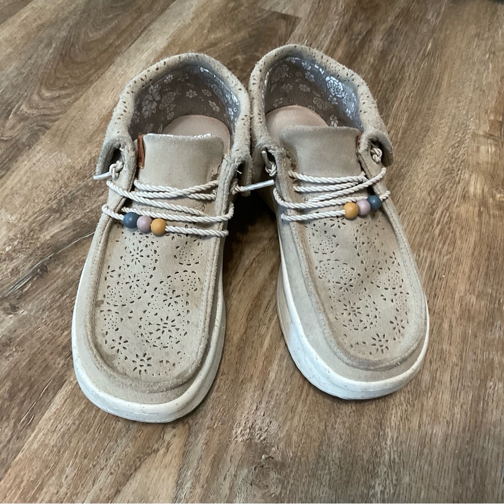 Hey Dude suede platform shoes